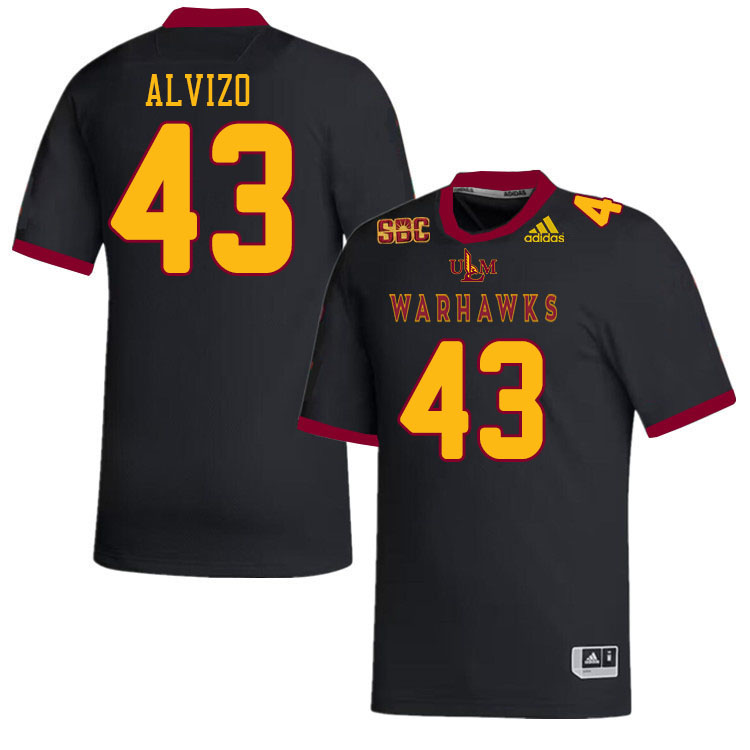 #43 Mark Alvizo Louisiana-Monroe Warhawks College Football Jerseys Stitched-Black